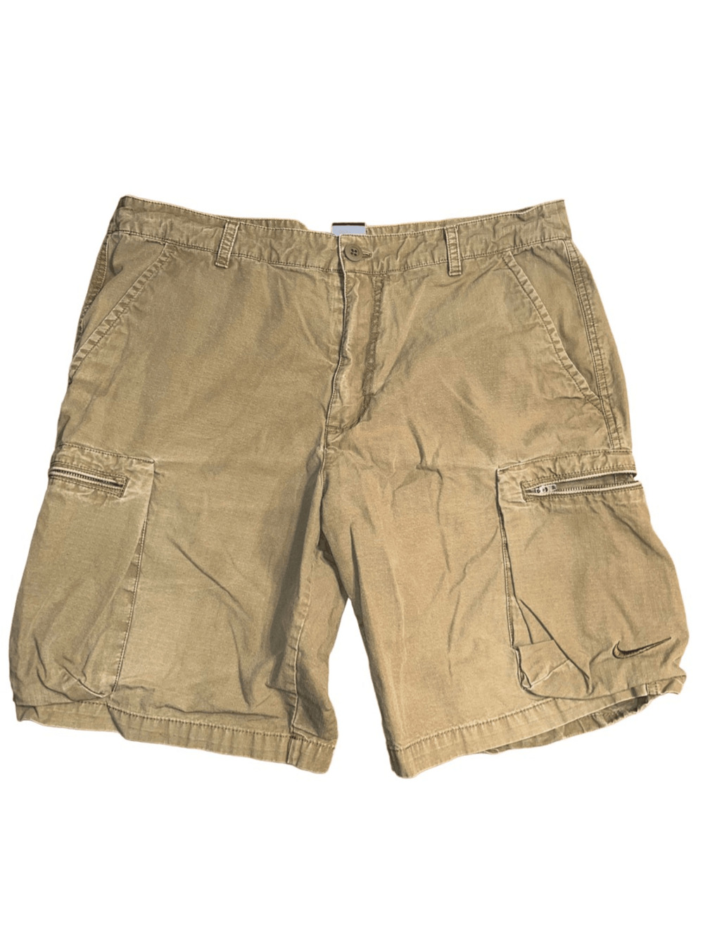 Nike Cargo Shorts Ripstop Khaki Zip Pockets Blue Tag Mens Size 36 Army Green